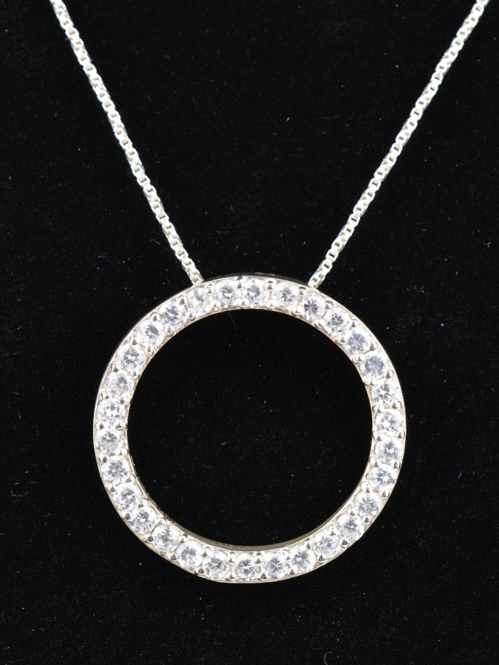Gold Masters Italy 925 Sterling Silver Eternity Circle Pendant Necklace 7.5g